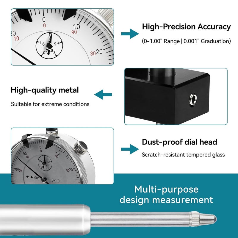 Bentolin 6434 Sleeve Height and Counter Bore Gauge for All Diesel Engines Cylinder Bore Gauge Range 0-1.00", Graduation 0.001", Reading 0-100 - Image 3